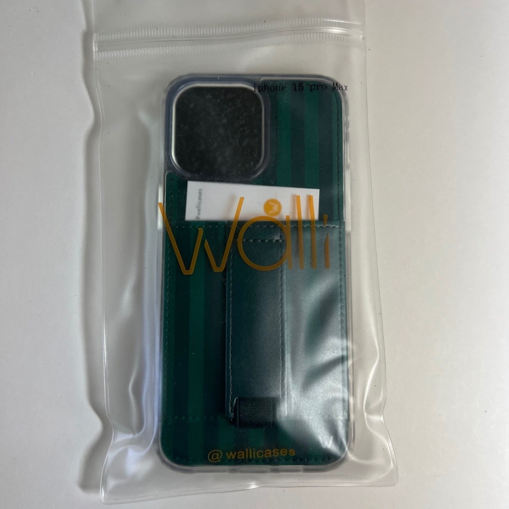 Walli Evergreen Stripe Case iPhone 15 Pro Max FingerLoop CardHolder NIP